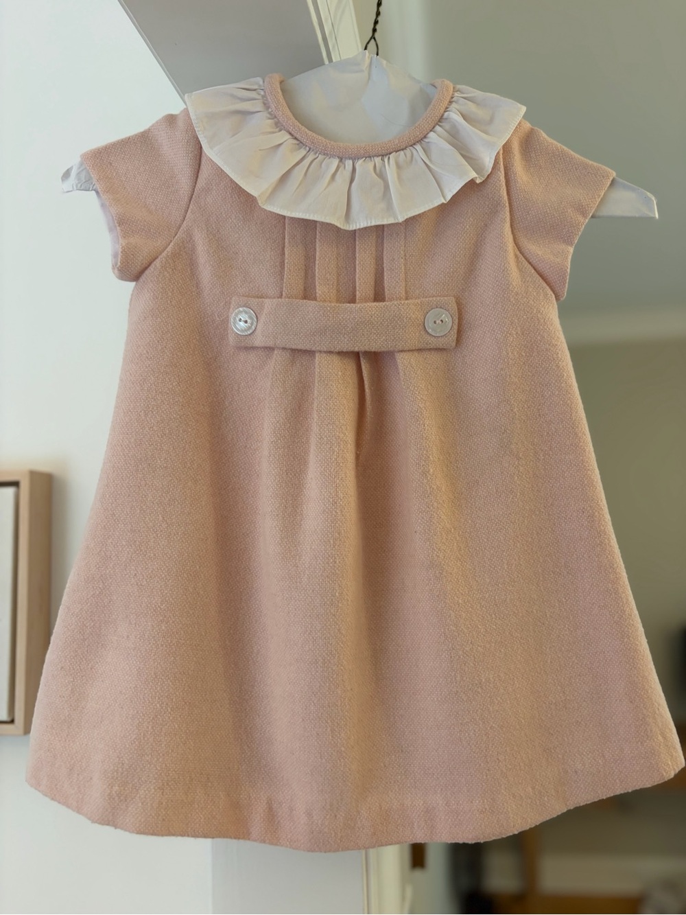 Bella Bliss Classic Pink Ruffle-Collar Toddler Dress, 2T